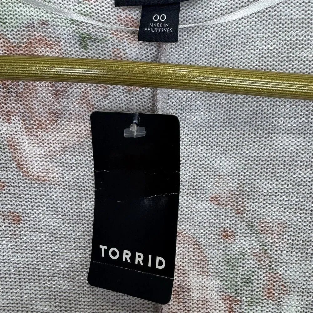 Torrid Floral Kimono Duster Open Cardigan Size M/L 00 Hi Low Coverup Boho Hippie - Image 8