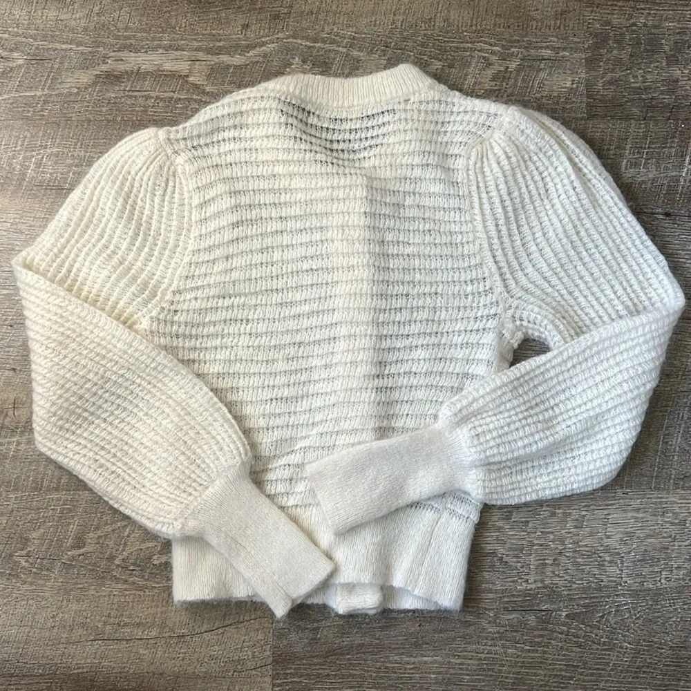 Aritizia Wilfred Alessia Cropped Puff Cream Cardigan Size XS - Image 5