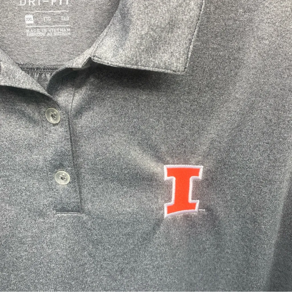Nike Golf Polo Illinois Fighting Illini Dri-Fit Gray 2XL XXL Women’s Top Shirt - Image 2