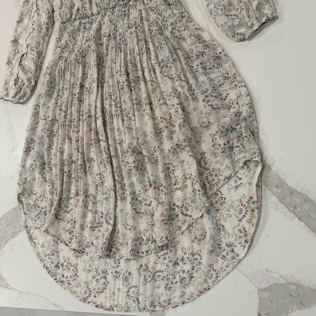 Free People Floral Charolette Chiffon Midi Dress Women’s Small Alabaster Combo - Image 7
