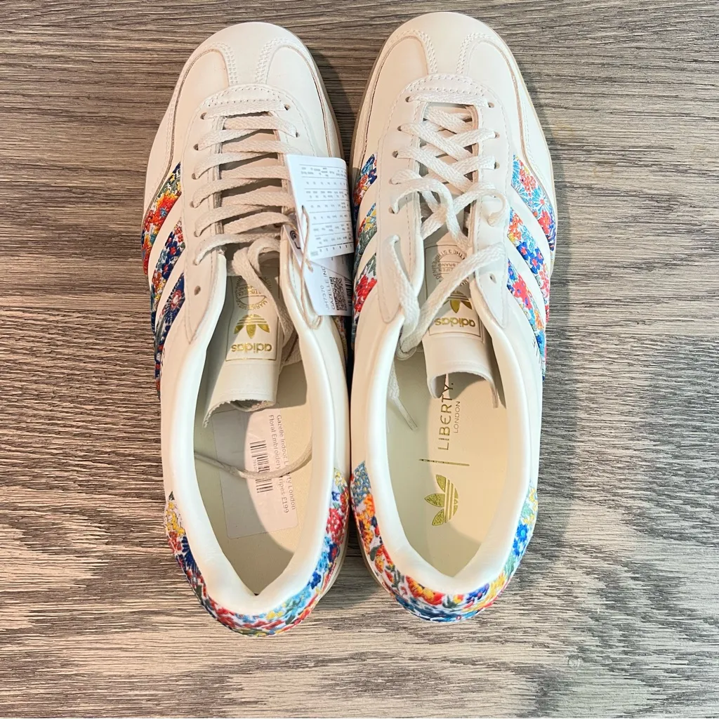 NWT Adidas x Liberty London Gazelle Indoor Florals Sneakers Size 9.5 White - Image 4