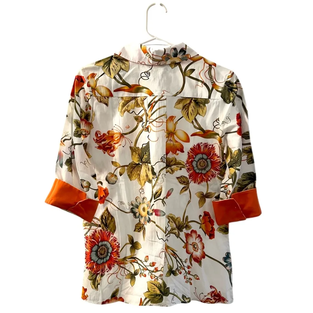 NWT Revolve x Perlavera Clara Abstract Flower Button Down Shirt in Ivy Orange - Image 5