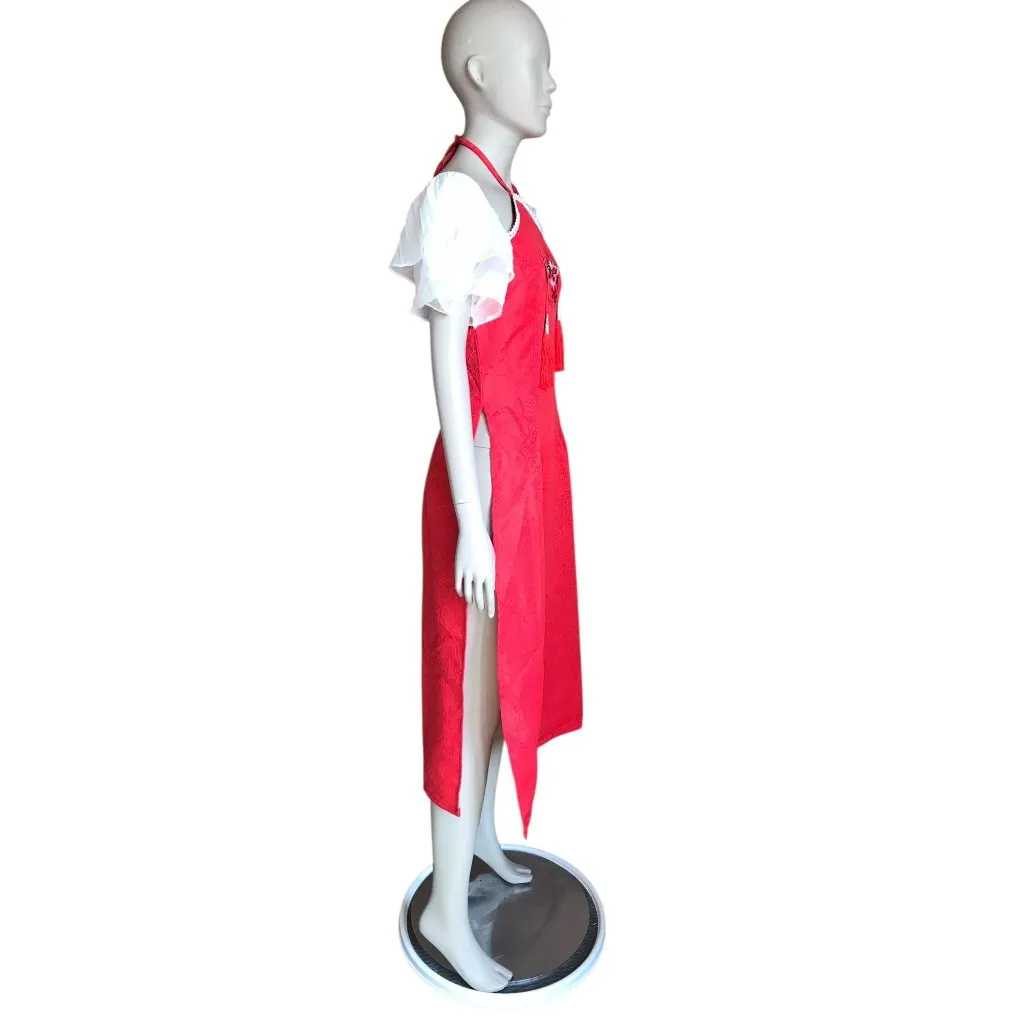 NWT Crazy Teen Red and White High Slit Dress - Image 4