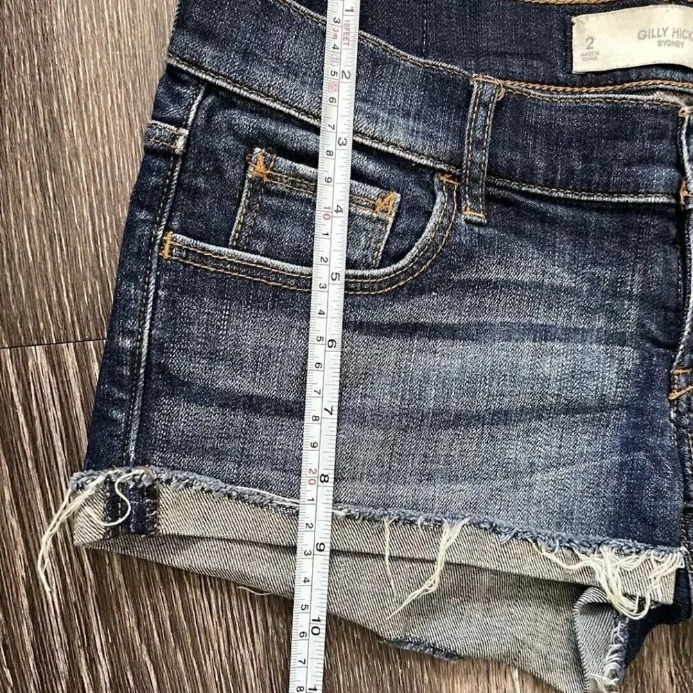 Gilly Hicks Cut-Off Shorts Womens 2 (actual 26x3.5) Blue Denim Ultra Low Rise - Image 5