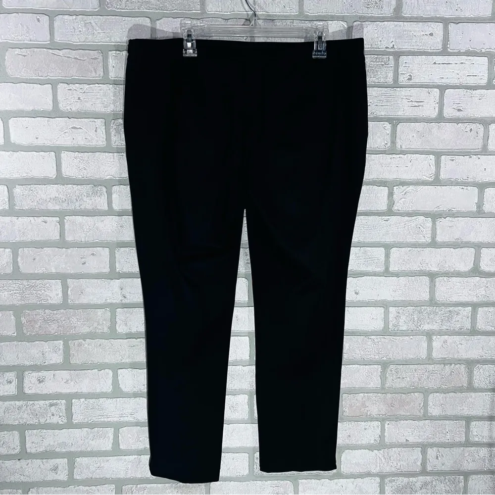 Eileen Fisher Organic Cotton Navy Black Two Tone Zip Ankle Pants Size L - Image 8