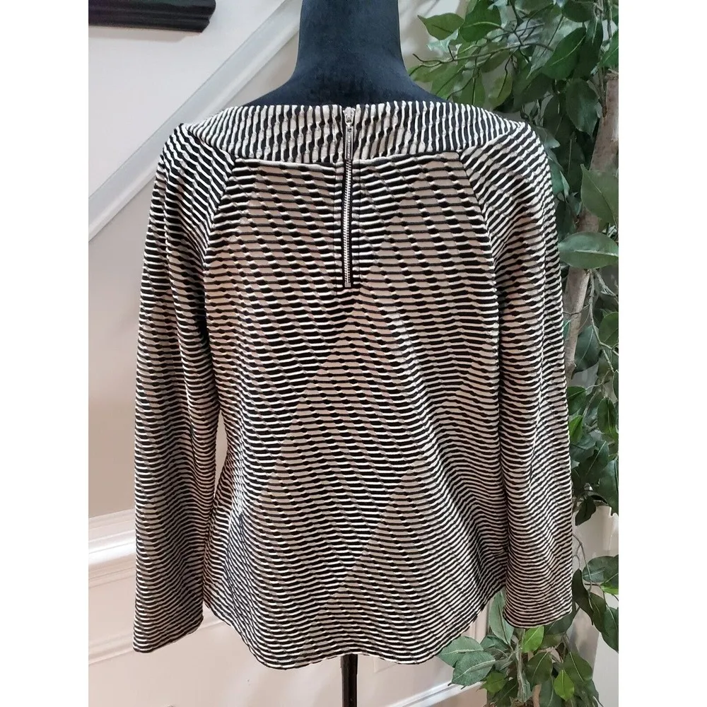 Dana Buchman Women's Black & White Polyester Zip Back Long Sleeve Top Blouse M - Image 5