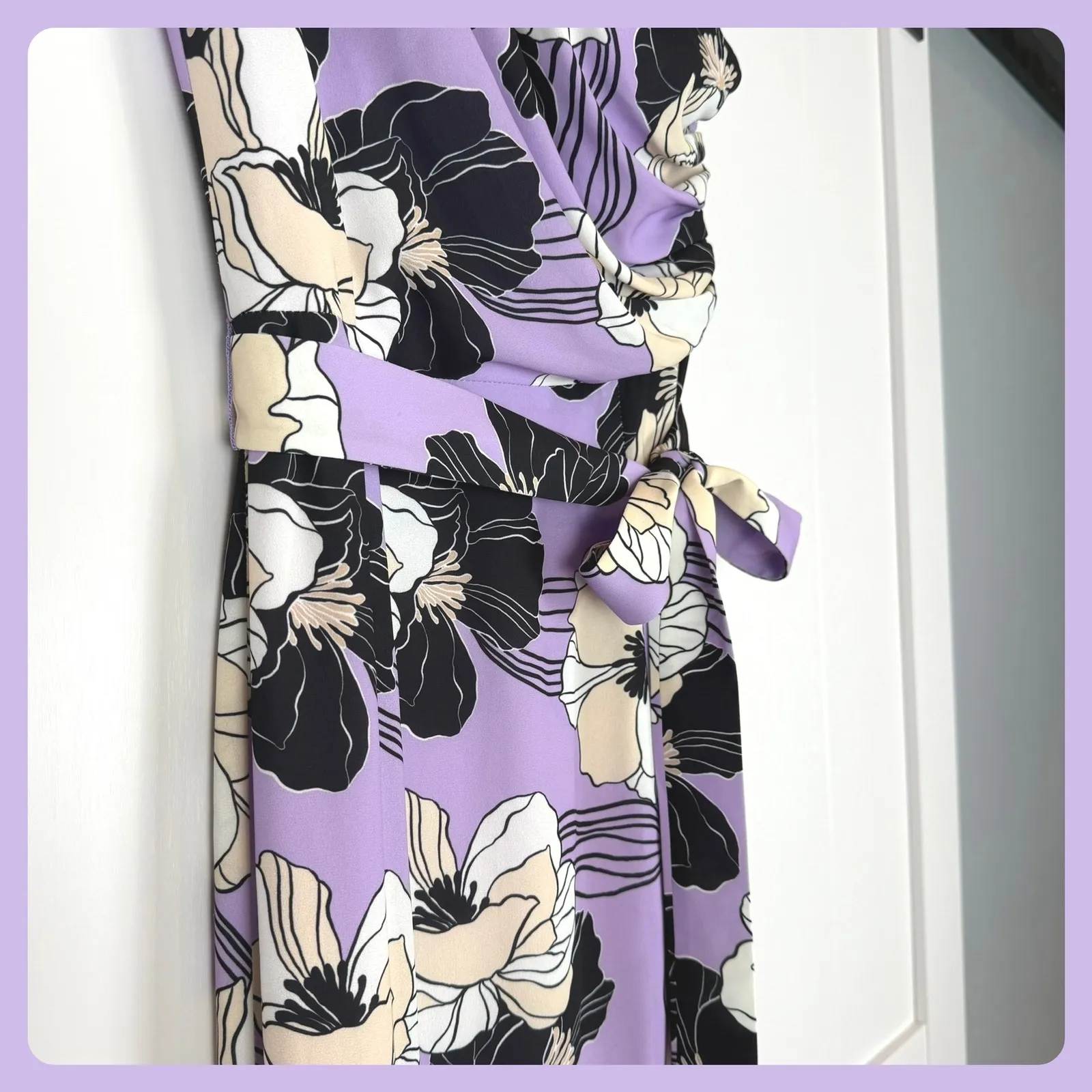 Dress The Population Bella Wisteria Floral Sleeveless Asymmetrical Neck Rouching - Image 2