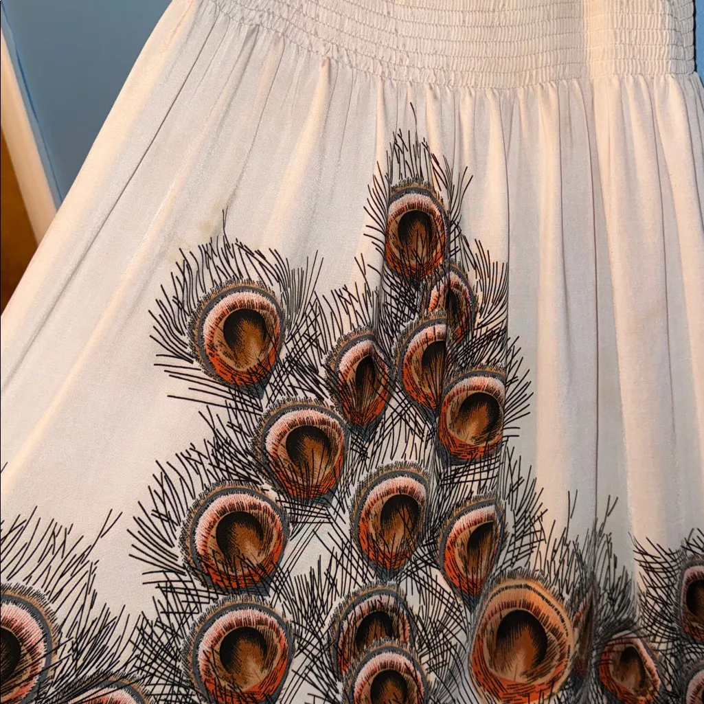 Elegant Cream and Brown Maxi Dress Size L - Image 3