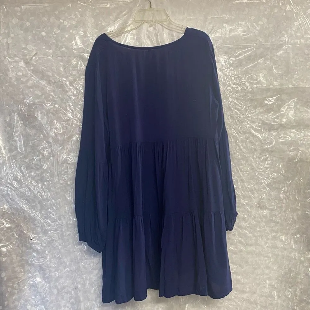 Navy Blue Dress Size Large Flowy Long Sleeves - Image 9