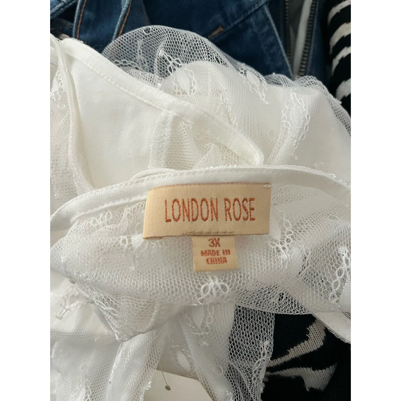 London Rose White Romantic Lace Top 3X Grunge Bohemian Peasant Festival New - Image 2