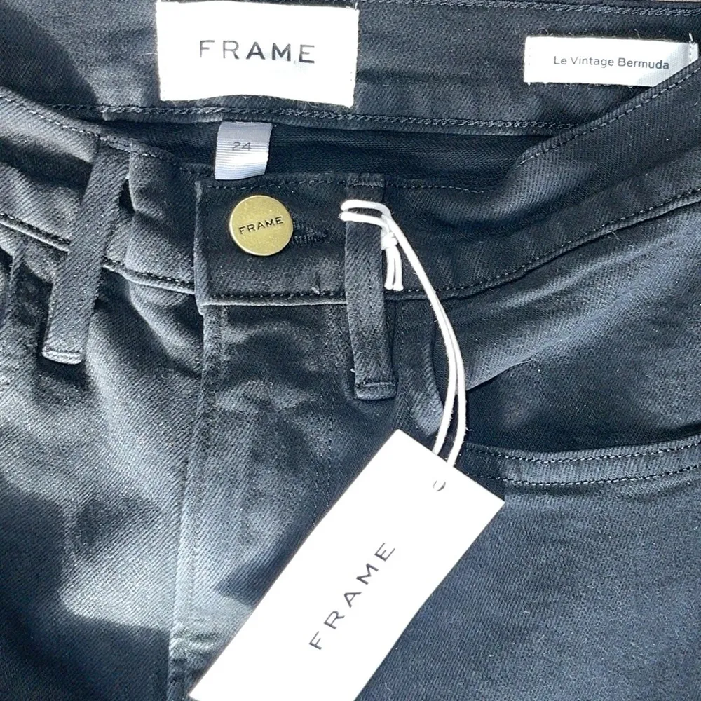 Frame Denim Le Vintage Bermuda Black Shorts Size 24 - Image 8