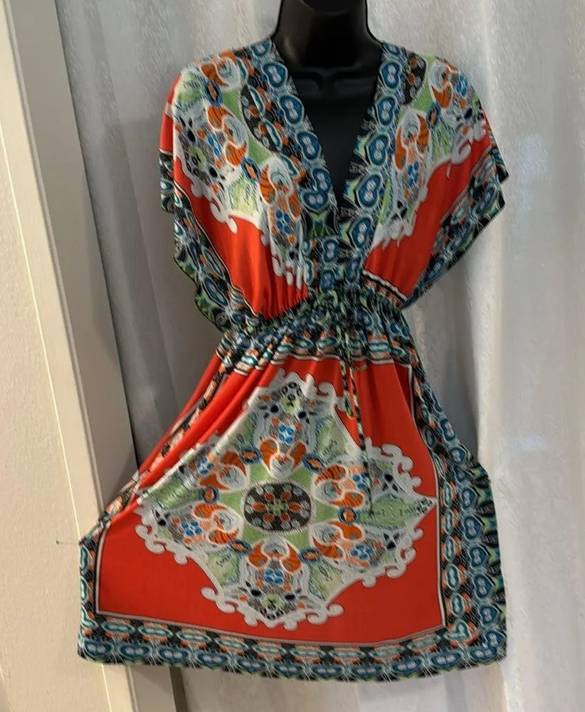 BOHEMIAN JERSEY DRESS SZ: M Blue Size M - Image 2