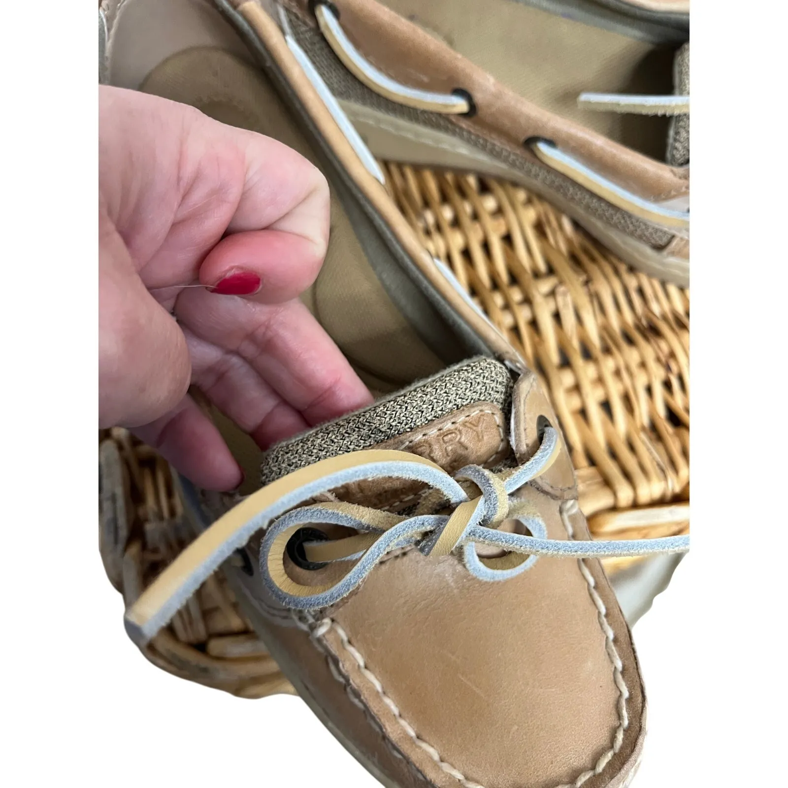 Sperry Top-Sider Boat Shoes Beige Leather 7M Nautical Classic Coastal Preppy - Image 7