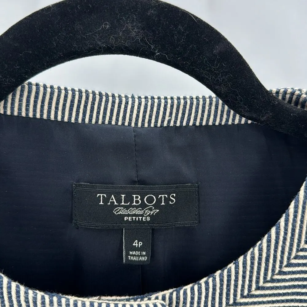 TALBOTS THE JACKIE FIT Button Down Blazer jacket striped size 4 petite - Image 10