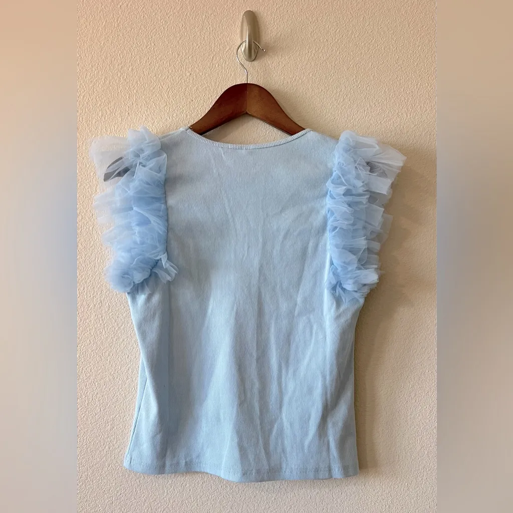 NW Anthropologie DOLAN tulle Ruffle sleeves low - Image 3