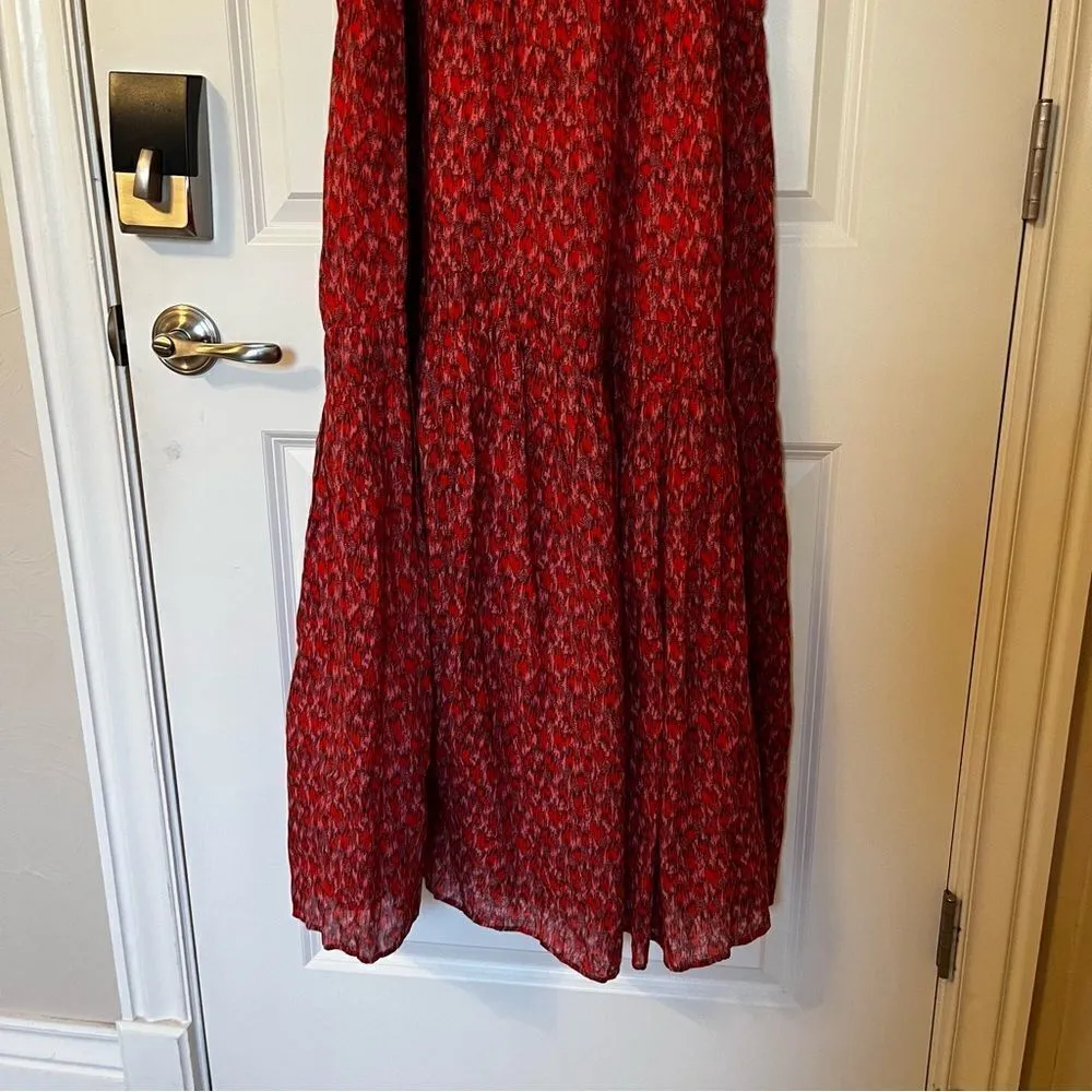 Joie Red Patterned Cotton Midi Dress - Image 3