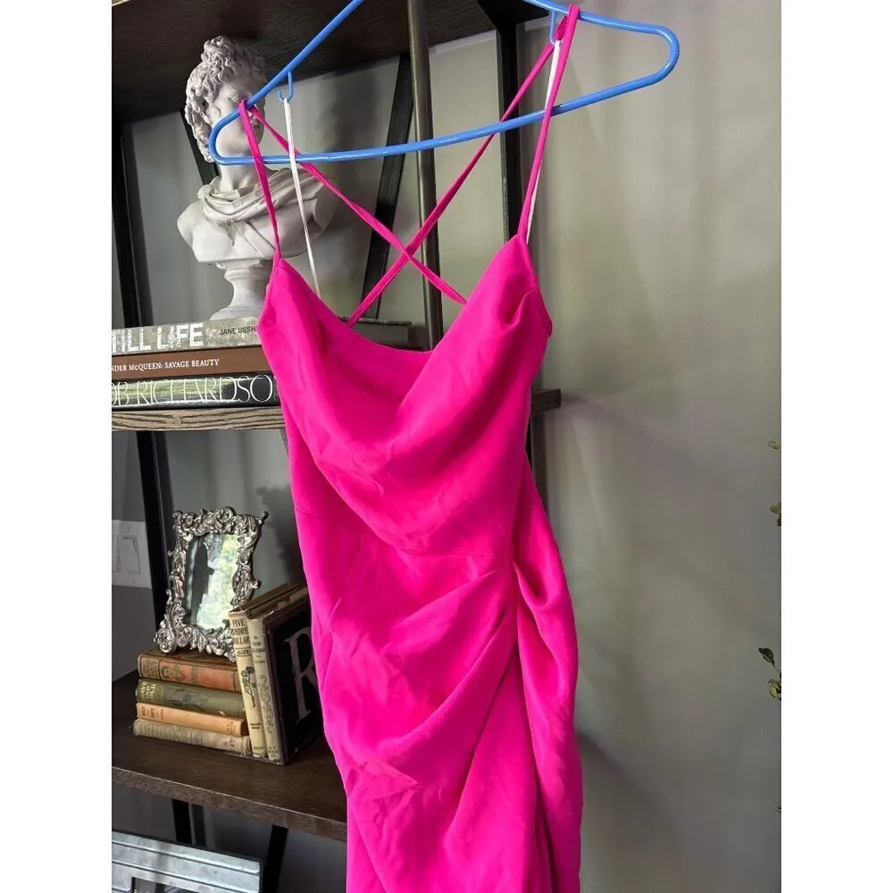 Amanda Uprichard Jasalina Maxi Dress Hot Pink Womens Size Large - Image 6