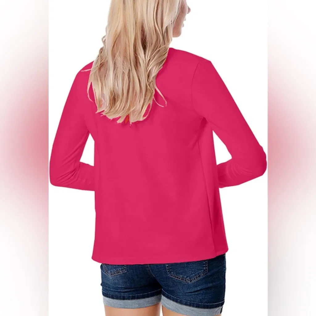 NEW Pink Cardigan Suit Open Front Notch Lapel Lightweight Career Lined Blazer L Size L - Image 2