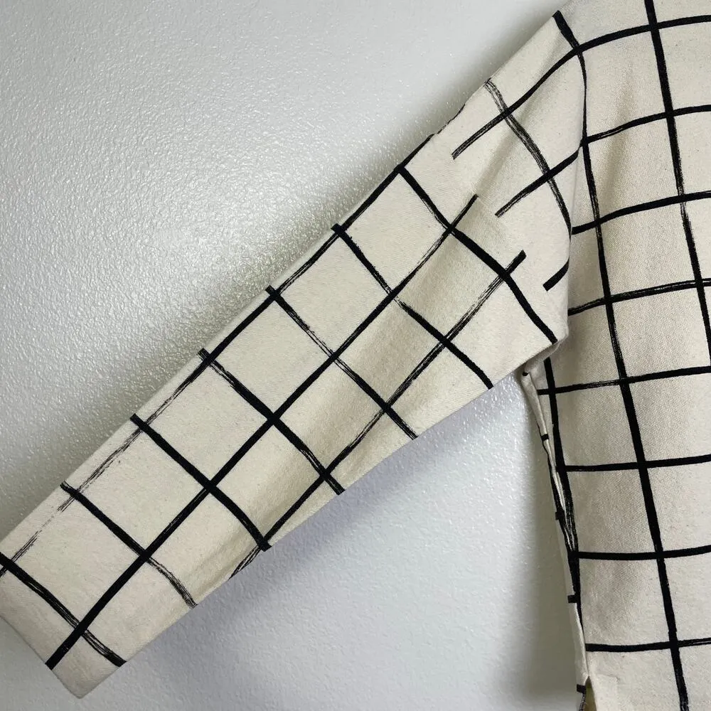 Make It Good Apparel Sweatshirt Pullover Womens M Black Grid Handmade Oregon USA - Image 5