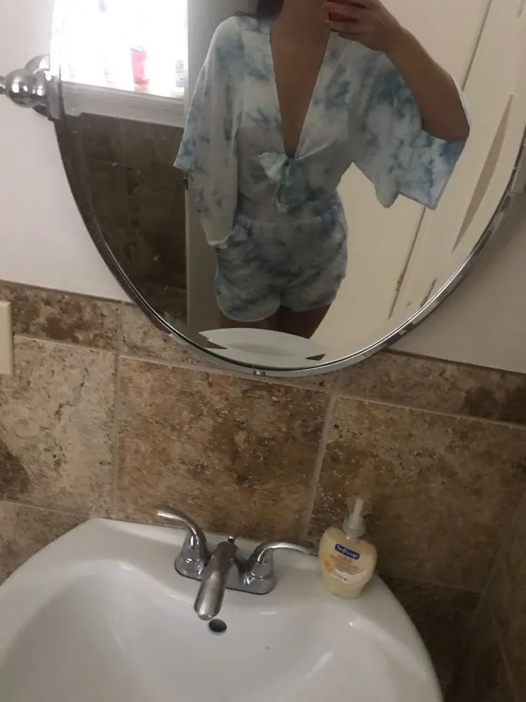 Pink Lily Blue Tie Romper - Image 3