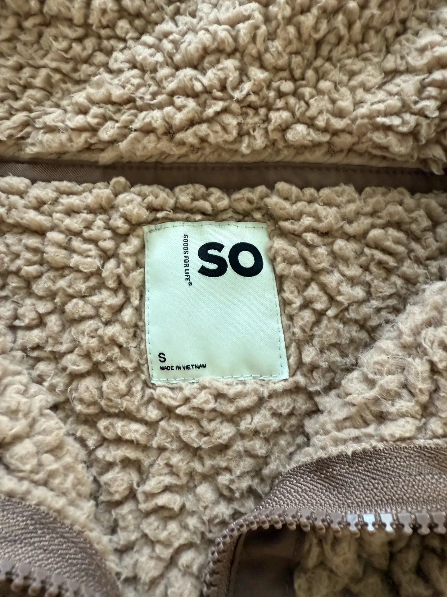 Cozy Fuzzy Brown Zip Up Jacket Size M - Image 4