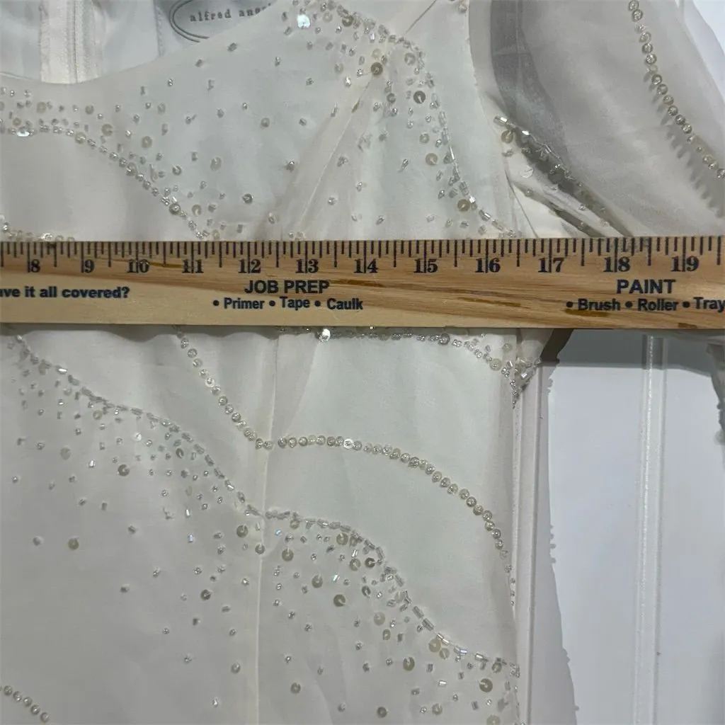 NWT Alfred Angelo Ivory Beaded Tunic 10 Mob Wife Quiet Luxury Sheer Sleeve Y2K - Image 5