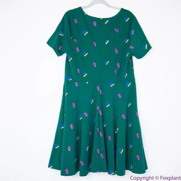 Unique Vintage Gwynnie Bee Luggage Print Emerald Dress, 0X‎ - Image 5