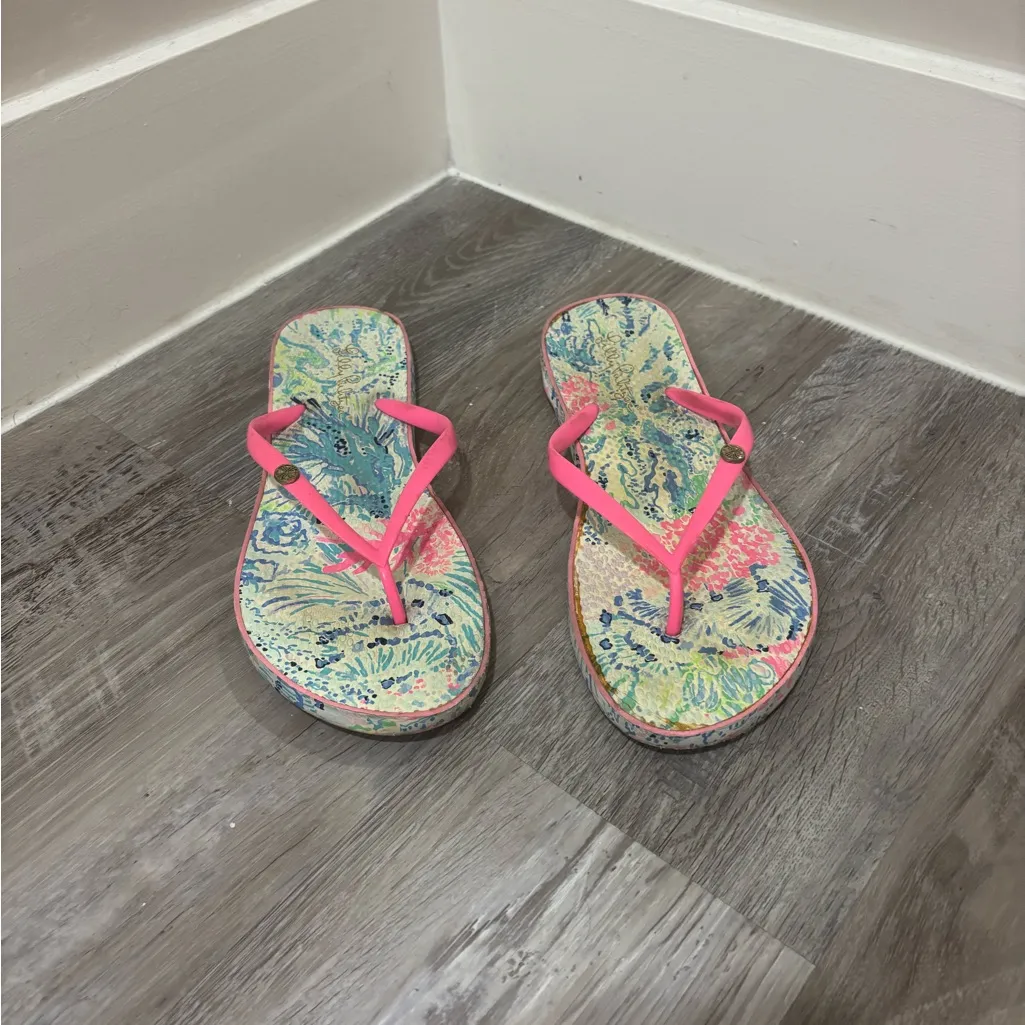 Lilly Pulitzer Pink and Blue Sandals - Image 2