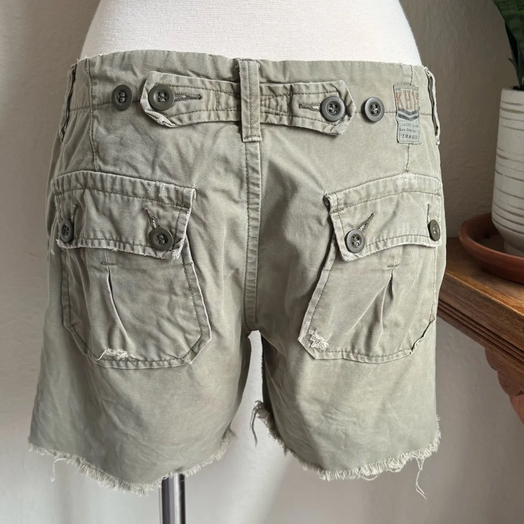 Vintage Y2K‎ Lucky Brand Dungarees Cutoff Utility Shorts 100% Cotton Size 2 - Image 5