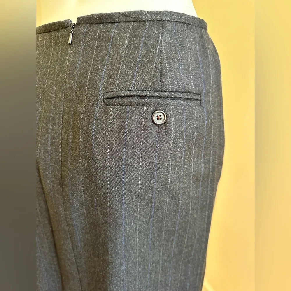 Midi Business Attire 100% Wool Skirt With Blue & Gray strip… - Image 6