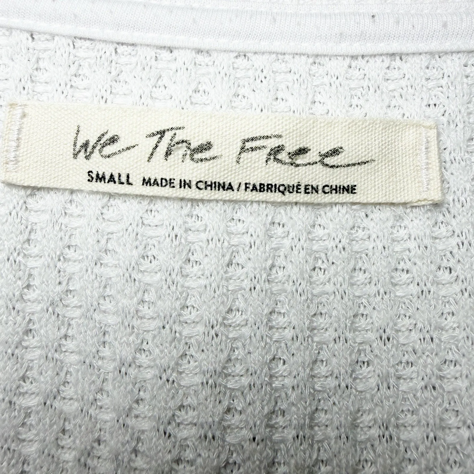 Free People Womens Santa Clara Thermal Top White Small V Neck Boho Long Sleeve - Image 12