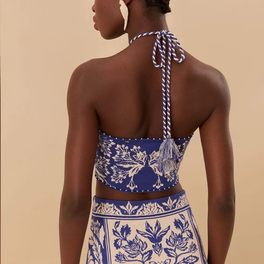 Farm Rio - Off-White Delicate Tapestry Knit Top - Image 4