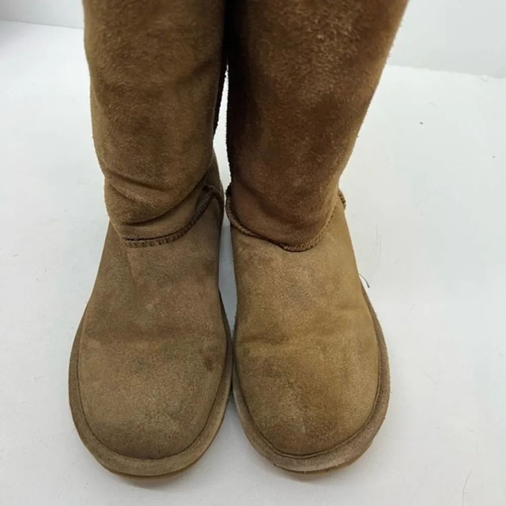 Bear Paw Elle tall suede brown tan winter boots sheepskin wool lining size 6 - Image 7