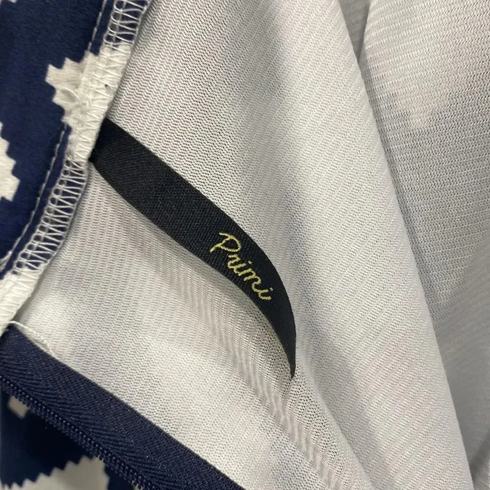 Primi Women's Navy Blue White Chevron Print Pleated Short Skirt Sz Small - Image 4