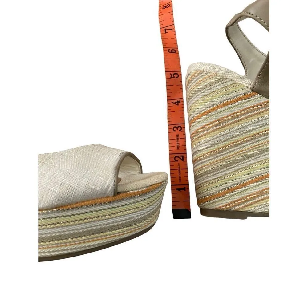 LC Lauren Conrad Pinstripe Canvas 5” Wedge High Heel Shoes Size 6 - Image 12