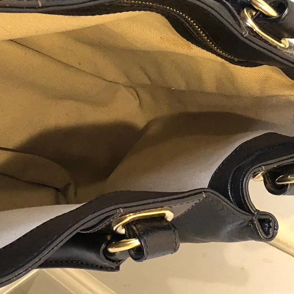 Italian Leather Satchel Top Handles Grommet Leather Accent Adj Strap - Image 13