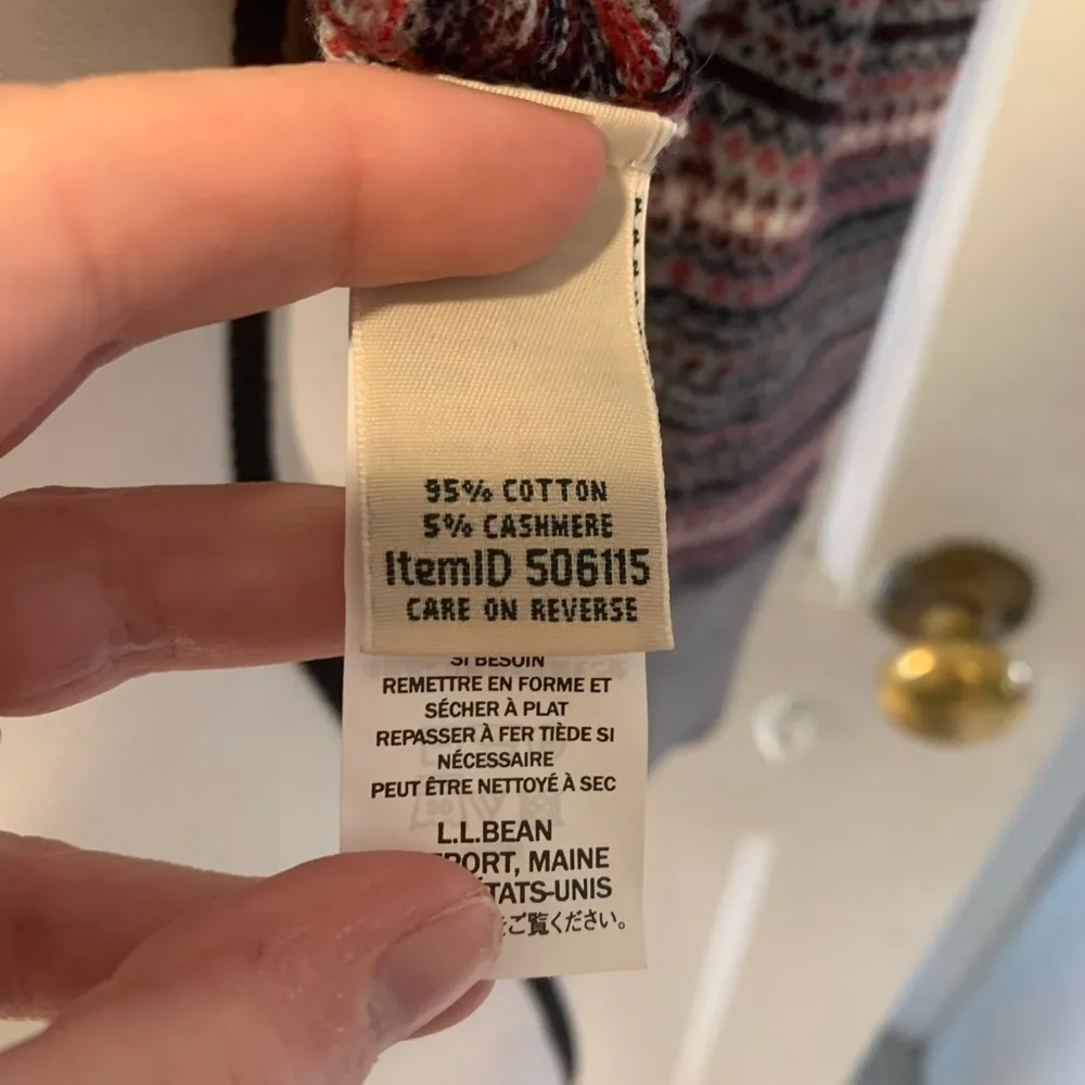 LL Bean | gray and red patterned cardigan sweater - Image 2