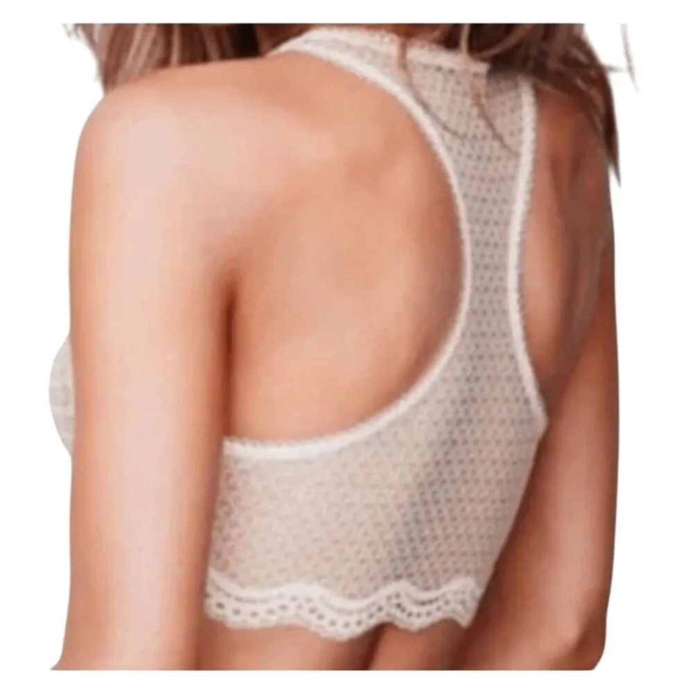 Victoria's Secret White Ivory Lace Up Scallop Dream Angels Bralette Bra Large - Image 7