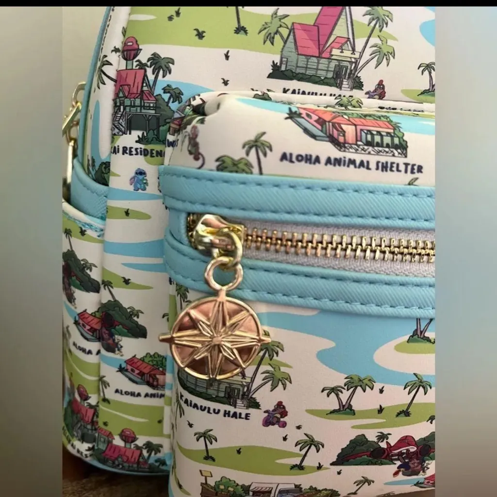 Loungefly Disney Lilo & Stitch Locations Allover Print Mini Backpack - Image 9