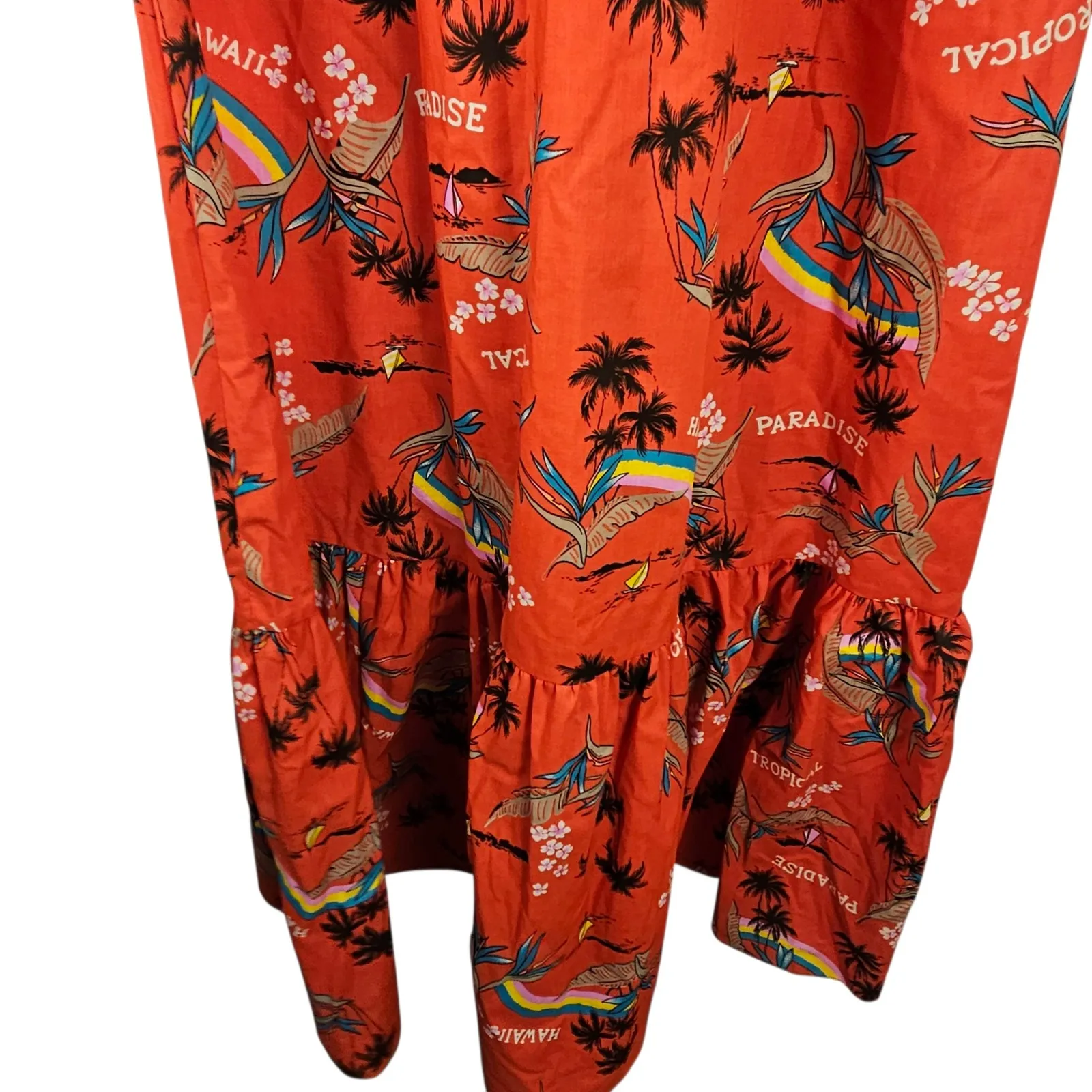 NWT Vintage 80's Hilo Hattie Red Tropical Paradise Hawaiian Maxi Dress Small New - Image 4
