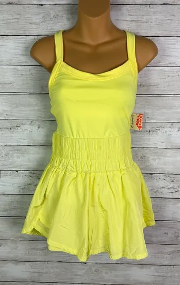 Free People FP Movement Way Home Skort Romper Lemon Verbana Size Small - Image 1