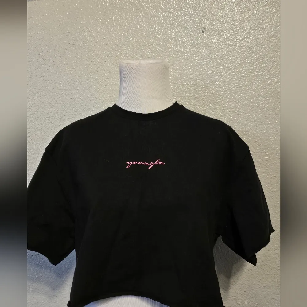 YoungLA Womens Crop Top Shirt Black Size L - Image 2