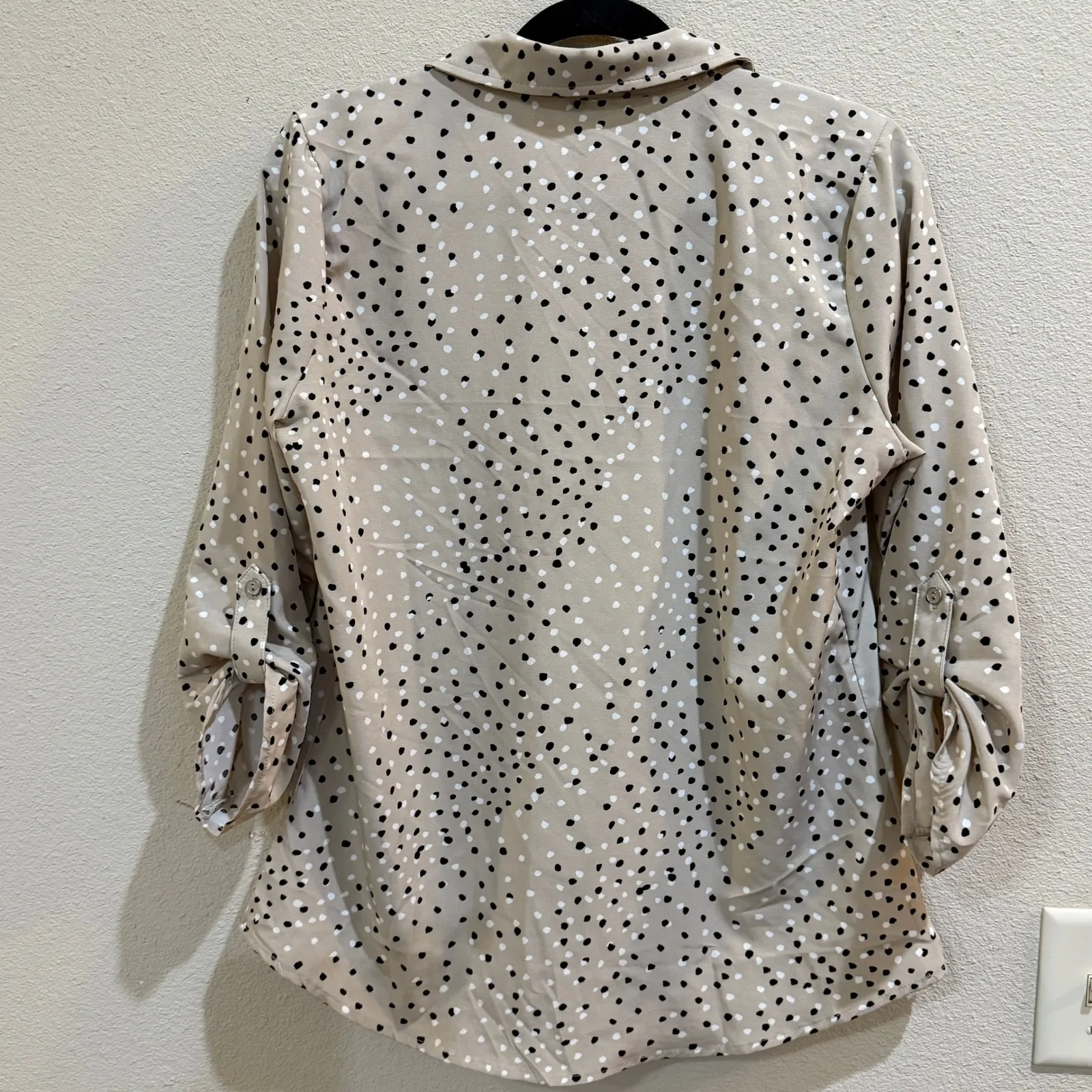 Adrienne Vittadini Womens Polka‎ Dot Button Down 3/4 Sleeve Blouse Small - Image 10