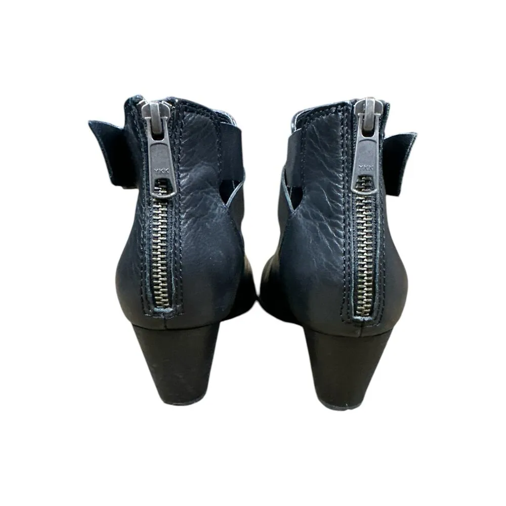 Vionic ‘Rory Smooth’ Black Comfort Zip Up Buckle Leather Heeled Booties Size 6 - Image 5