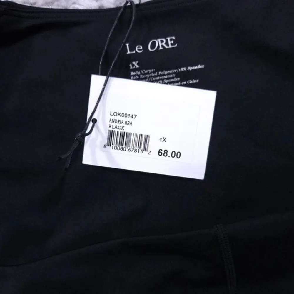 Bandier Le Ore Andria Black Mesh Panel Scoop Neck Sports Bra Women's 1X Revolve - Image 5