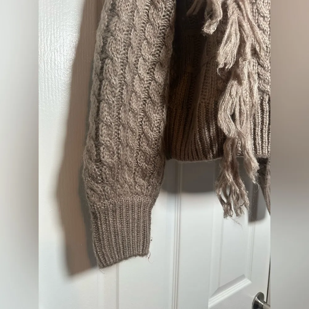 Altar’d State Brown Fringe Acrylic Knit Women’s Unique Long Sleeve Sweater Sz M - Image 3