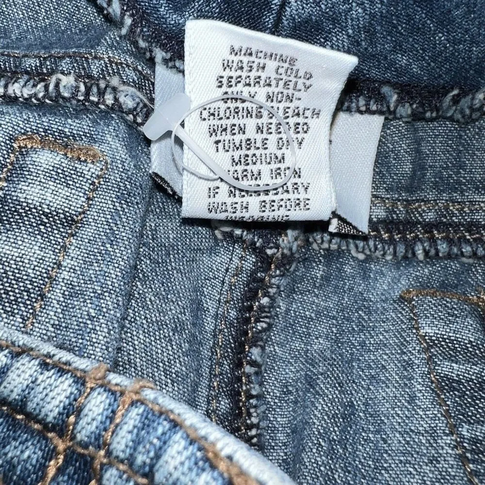 Vintage Ann Taylor Loft Petite Jeans Denim Skirt Size 8 P Blue Embroidered Rose - Image 5