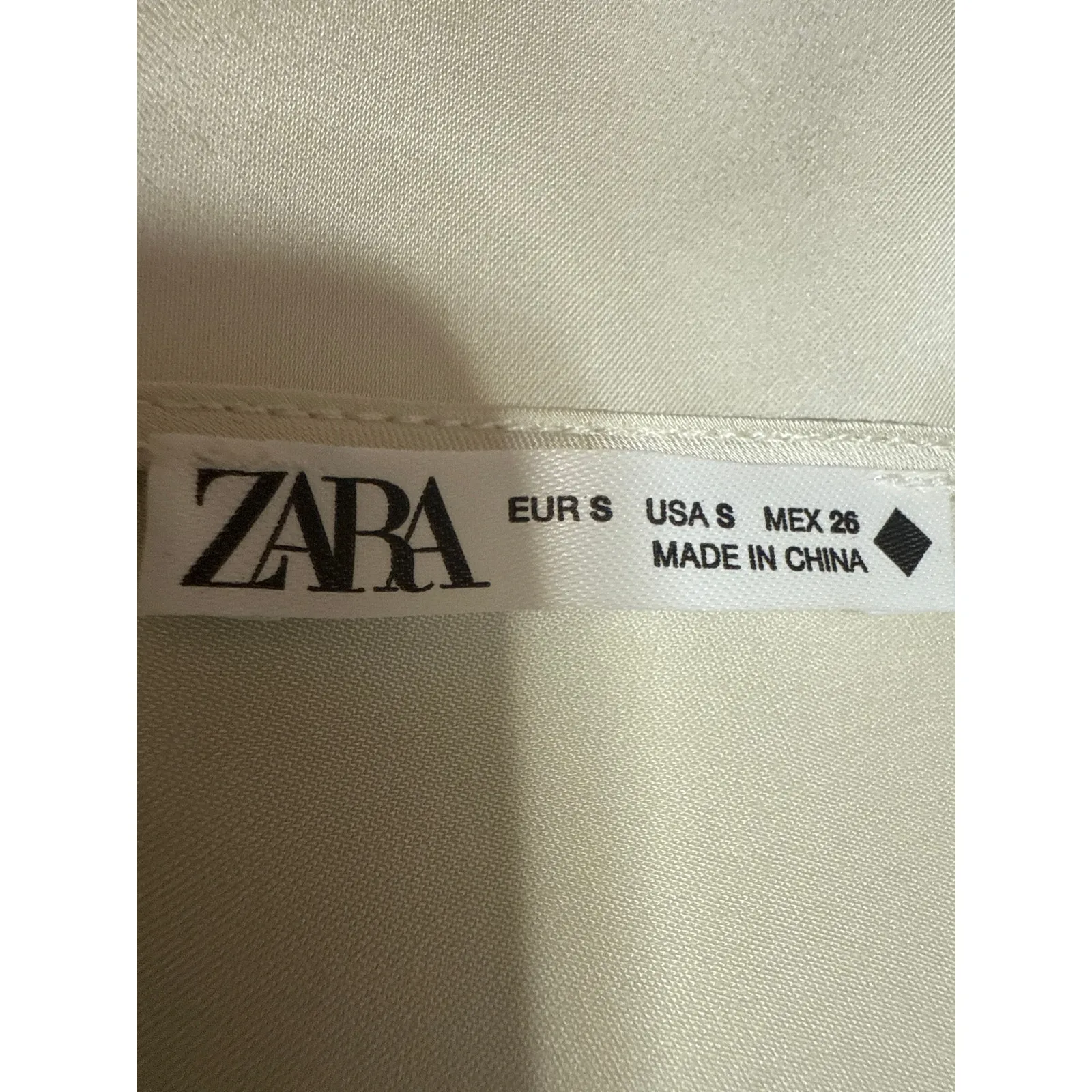 Zara Women's Cream Sleeveless Silk Satin Square Cami Camisole Tank Top Size S - Image 3