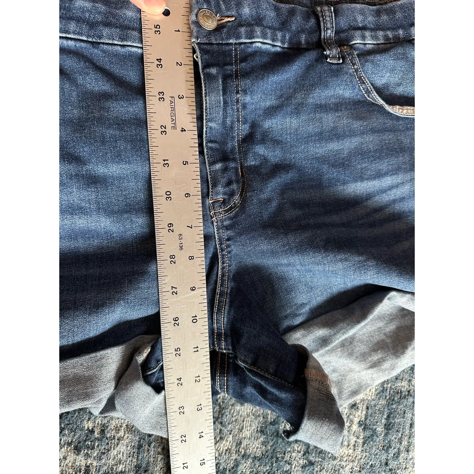 AE American Eagle Jean Shorts Size 20 Next Level Stretch Curvy Midi Cuffed Denim - Image 3