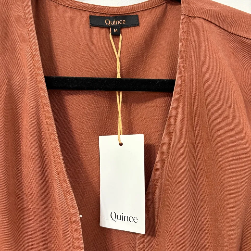 NWT Quince Vintage Wash Tencel Button Front Dress Sz  M Orange - Image 6
